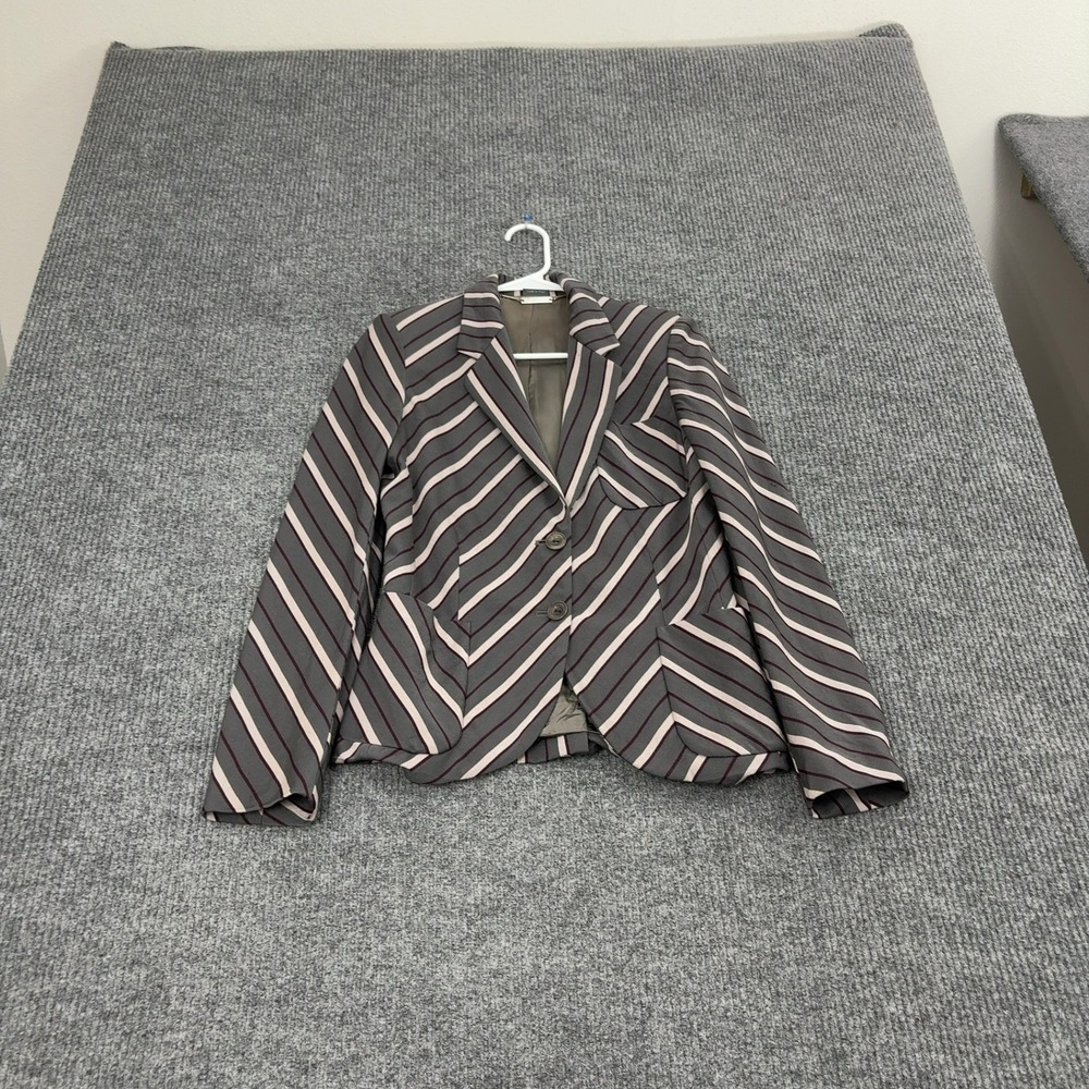 Alexander McQueen Blazer Womens 38 Grey Wool Striped Designer Luxury Italy